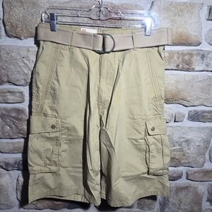 Levi's Men's Tan Cargo Shorts with Web Belt